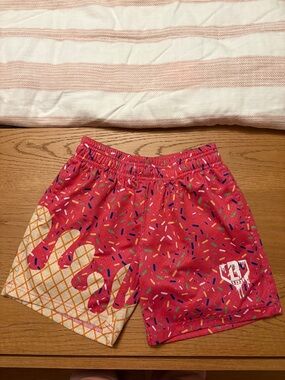 Kids Pink Sprinkle Ice Cream Cone Shorts